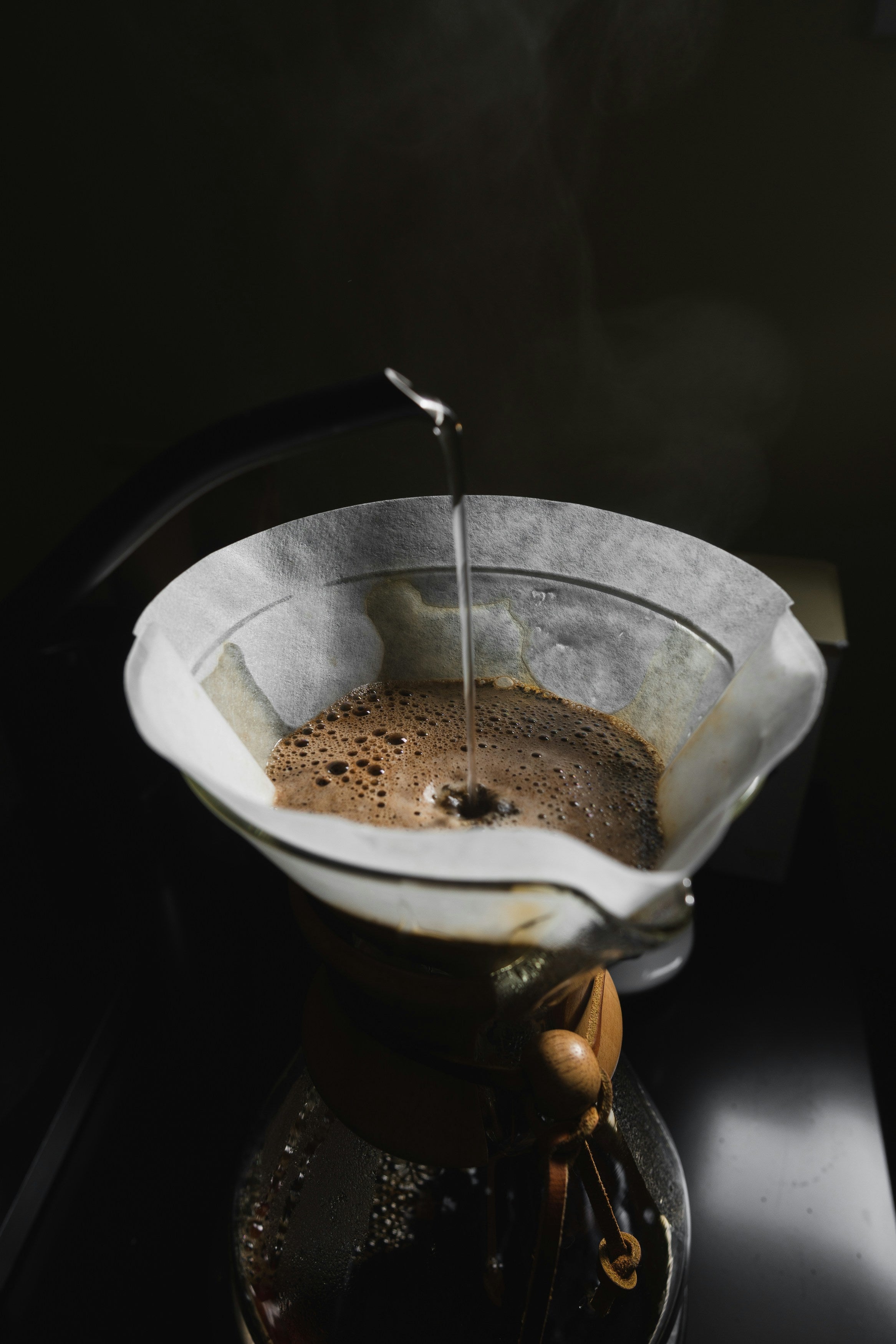 Freshly brewed pour-over coffee made from FRINJ California beans